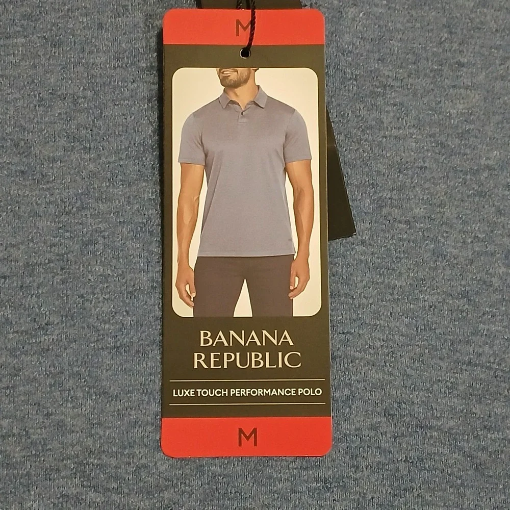 Banana Republic Men's Luxe Touch Performance Polo Shirt Short Sleeve Blue Size M